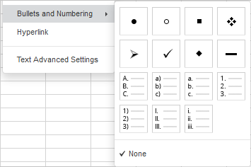 Bullets and numbering