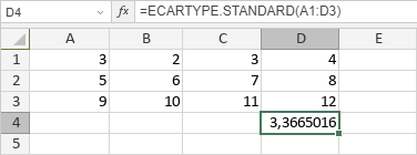 Fonction ECARTYPE.STANDARD