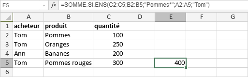 Fonction SOMME.SI.ENS