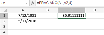 Función FRAC.AÑO