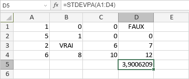 Fonction STDEVPA