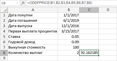 Функция ODDFPRICE