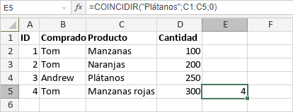 Función COINCIDIR