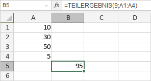 TEILERGEBNIS-Funktion