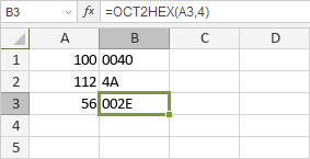 OCT2HEX Function