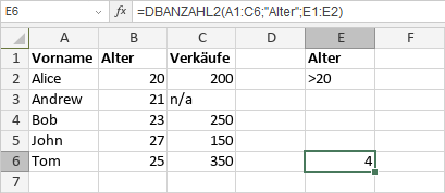 DBANZAHL2-Funktion