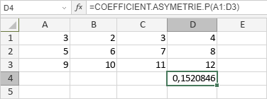 Fonction COEFFICIENT.ASYMETRIE.P