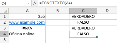 Función ESNOTEXTO