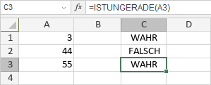 ISTUNGERADE-Funktion