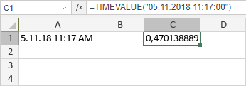 Функция TIMEVALUE