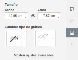 ajustes de gráfico la ventana de la derecha panel lateral