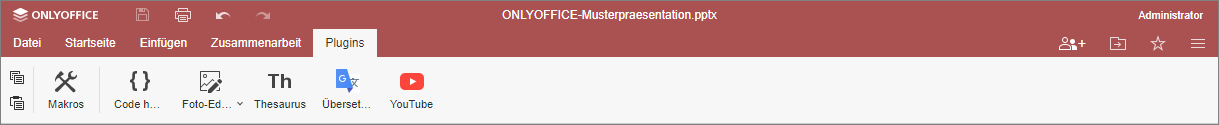Registerkarte Plugins