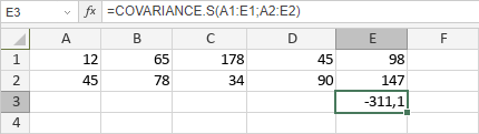 Fonction COVARIANCE.STANDARD