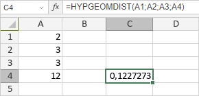 Fonction LOI.HYPERGEOMETRIQUE