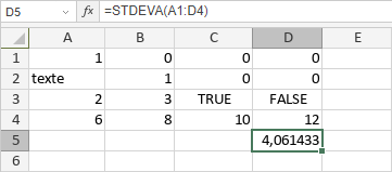 Fonction STDEVA