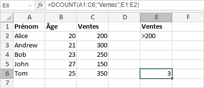 Fonction DCOUNT