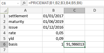 Fonction PRICEMAT