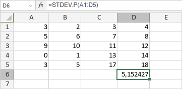 Fonction STDEV.P