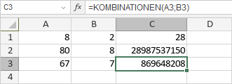 KOMBINATIONEN-Funktion