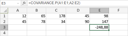 Fonction COVARIANCE.P