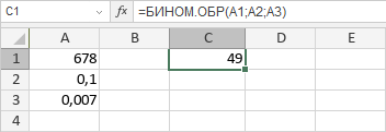 Функция БИНОМ.ОБР