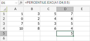 PERCENTILE.EXC Function