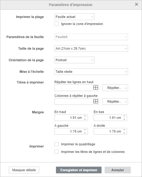 La fenêtre Paramètres d'impression