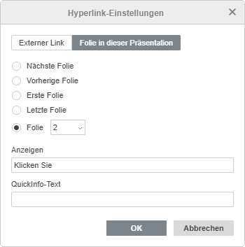 Fenster Einstellungen Hyperlink