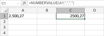 Fonction NUMBERVALUE