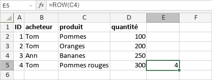 Fonction ROW