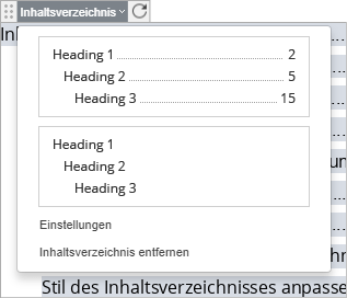 Inhaltsverzeichnis - Optionen