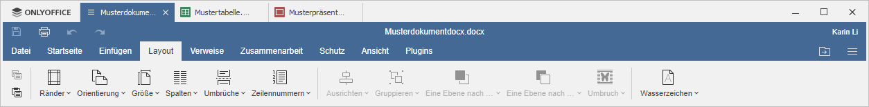 Registerkarte Layout