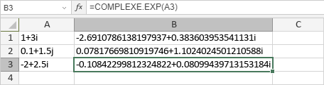 Fonction COMPLEXE.EXP