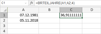 BRTEILJAHRE-Funktion