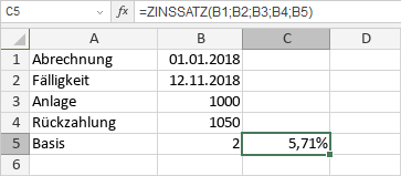 ZINSSATZ-Funktion