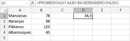 Función PROMEDIOA