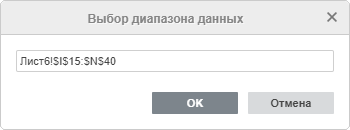 Окно Выбор диапазона данных