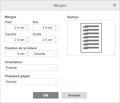 Marges personnalisées