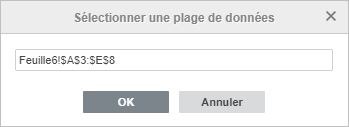 La fenêtre Sélectionner une plage de données
