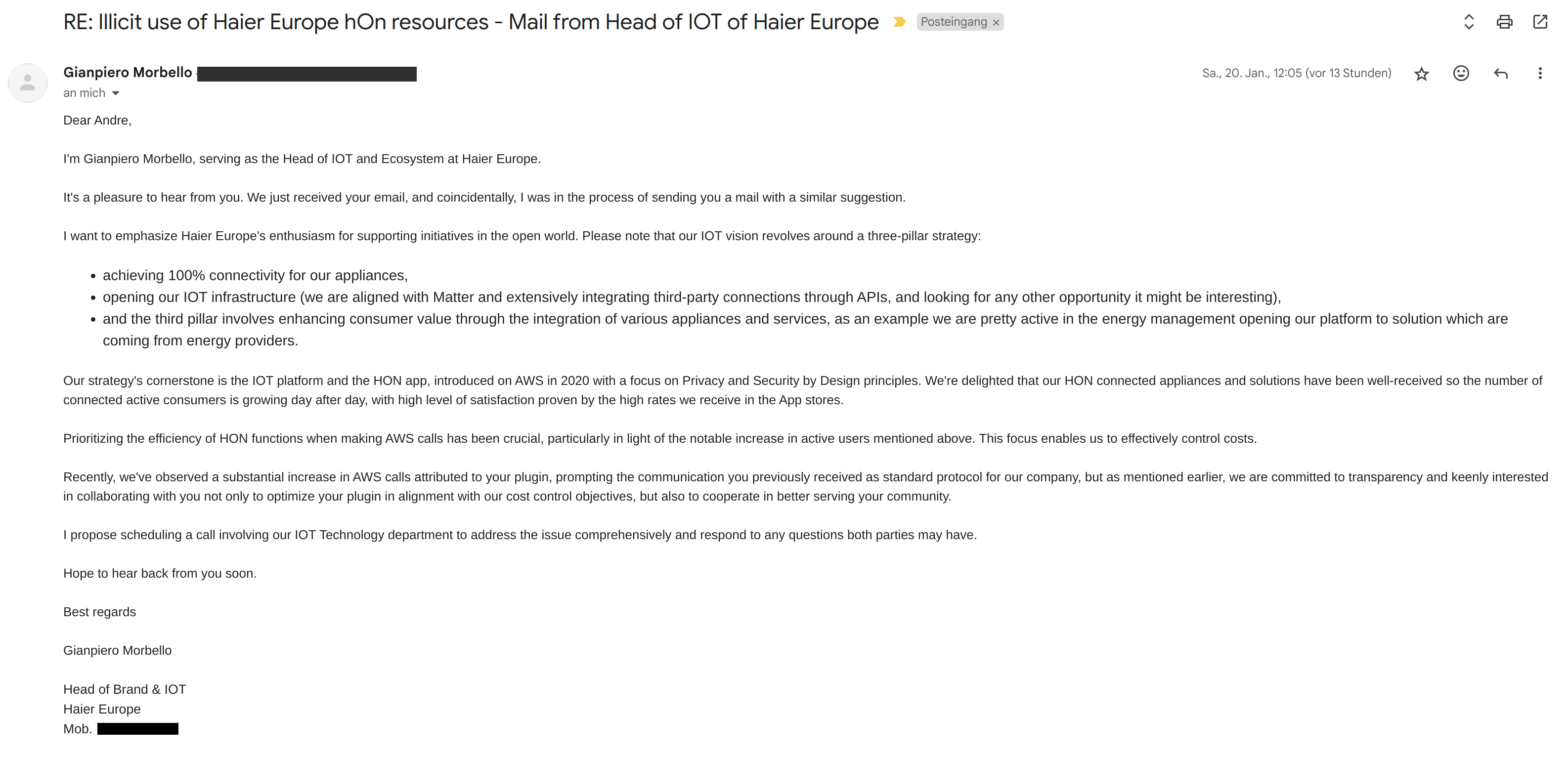 haier response